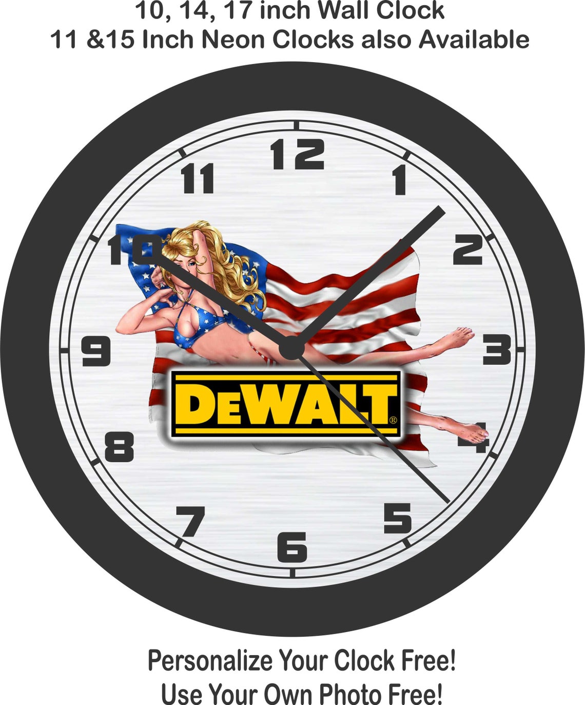 Dewalt American Pin up Girl Wall Clockfree US Ship Etsy
