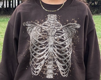 Fe-grunge Goth-kläder Grungekläder Fe-kläder Emo-kläder Mörk Cottagecore Plus Size Goth Skelett Dödskalle Gotiska kläder