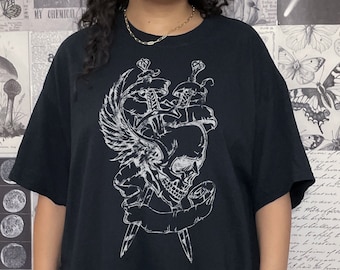 Grunge Clothing Gothic Clothes Oversized Graphic Tee Gothic Lolita Emo Clothes Plus Size Goth Top Grunge Clothes Goth Clothes