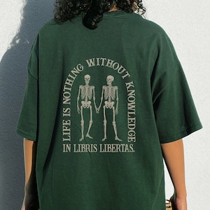 Dark Academia Clothing Skeleton Shirt Light Academia tshirt Indie Alt Clothes Aesthetic Bookish Literary Shirt Oversized Edgy Memento Mori