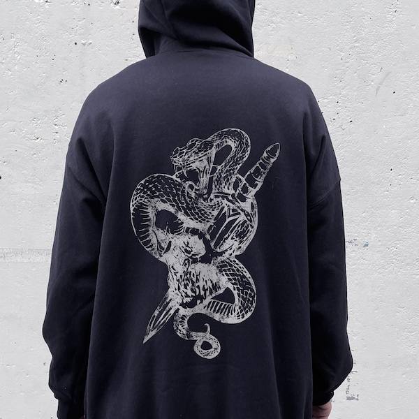 Oversized Black Full Zip Up Skull Skeleton Goth Hoodie Aesthetic Vintage Grunge Hoodies for Men Edgy Goth Streetwear Hoodie Grunge Clothes