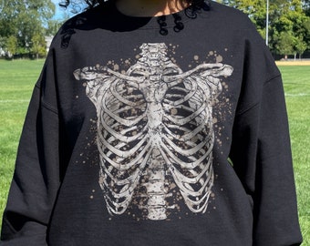 Goth Clothes Grunge Clothes Fairy Grunge Emo Clothing Punk Clothes Dark Cottagecore Plus Size Goth Skeleton Skull Gothic Clothes y2k Hoodie