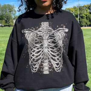 Goth Clothes Grunge Clothes Fairy Grunge Emo Clothing Punk Clothes Dark Cottagecore Plus Size Goth Skeleton Skull Gothic Clothes y2k Hoodie