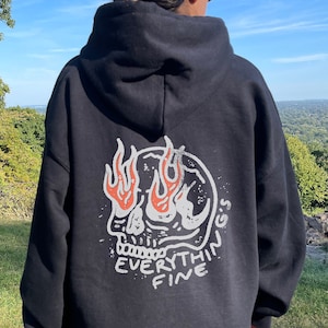 Oversized Goth Hoodie Skull Hoodie Skeleton Hoodie Plus Size Goth Punk Clothes Downtown Girl Aesthetic Clothes Goth Clothes Alt Grunge