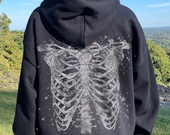 Sudadera con capucha Skeleton Goth Sudadera con capucha Grunge Sudadera con capucha Calavera Ropa gótica Plus Size Goth Gothic Hoodie Y2k Hoodie Goth Clothes Edgy Hoodie