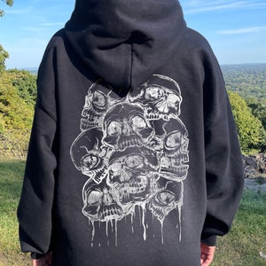 Goth Hoodie Skeleton Hoodie Skull Hoodie Plus Size Goth Gothic Hoodie Y2k Hoodie Goth Clothes Grunge Hoodie Edgy Hoodie Gothic Clothes image 1