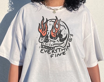 Oversized Goth Skeleton Skull Shirt Downtown Girl Clothes Goth Clothes Graphic Tee Gothic Clothing Alt Grunge Clothing Y2k Oversized Shirt