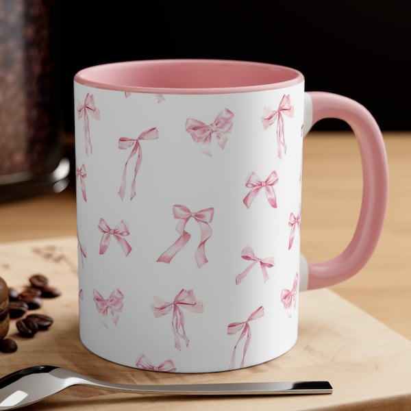 Cute Mugs Aesthetic Coquette Room Decor Coquette Aesthetic Ribbon Bow Pink Aesthetic Mug Ceramic Mug Tea Cup Coffee Cup Cute Trendy