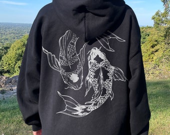 Goth Hoodie Grunge Hoodie Vintage Hoodie Oversized Hoodie Y2k Hoodie Koi Fish Hoodies Japanese Hoodie Gothic Clothes Emo Punk Hoodie