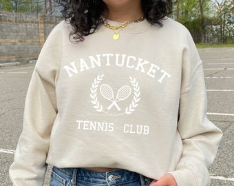 Nantucket Sweatshirt College Crewneck Oversized Vintage Trendy Tennis Preppy Sweatshirt Soft Girl Aesthetic Tennis Gifts 90s Sweatshirt