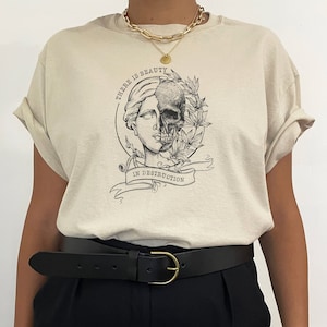 Dark Academia Clothing Light Academia Clothing Bookish Literature Literary Clothes Skull Skeleton Shirt Alt Edgy Aesthetic Goth Poet Tee