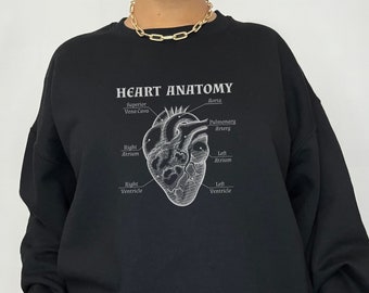 Dark Academia Clothes Alt Crewneck Goth Sweatshirt Grunge Sweater Edgy Clothing Heart Anatomy Shirt Medical Student Gift Future Doctor Gift