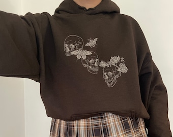 Dark Academia Odzież Alternatywne Ubrania Odważna Estetyczna Grunge Mall Goth Bluza Egirl Memento Mori Modna Estetyczna Oversized Skeleton Hoodie