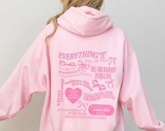 Christian Coquette Hoodie Pink Christian Hoodie Jesus Hoodie Bow Hoodie Faith Hoodie Christian Merch Christian Gifts Jesus Sweatshirt
