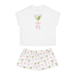 Dirty Martini Pink Bow Coquette Pajamas Balletcore Pajamas Girly Matching Pajama Set Bridesmaid Pajamas Gift For Her Cute PJ Set Women