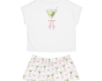 Dirty Martini Pink Bow Coquette Pajamas Balletcore Pajamas Girly Matching Pajama Set Bridesmaid Pajamas Gift For Her Cute PJ Set Women