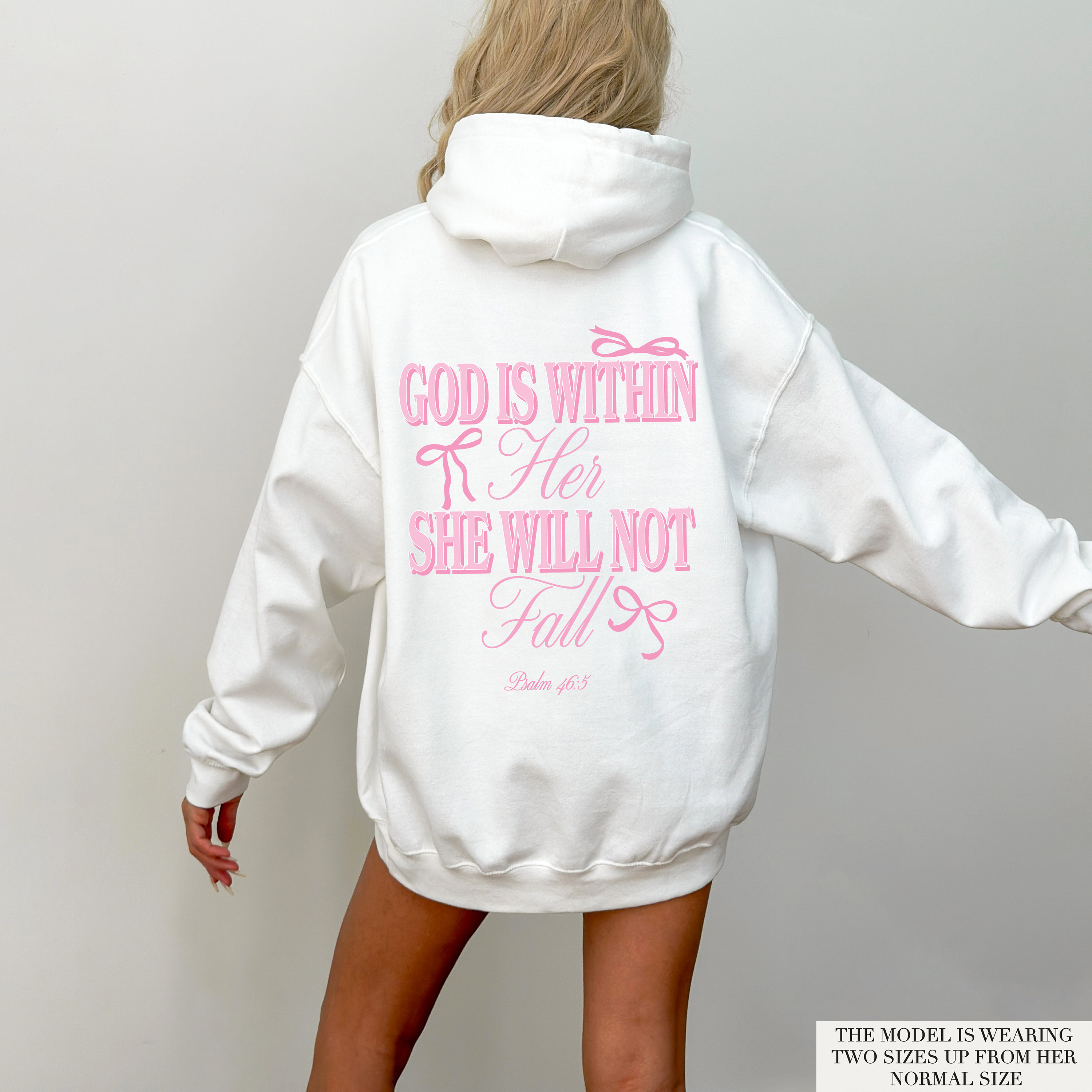 Scripture Hoodies Pink Christian Hoodie God is Within Her She Will Not Fall Coquette ...