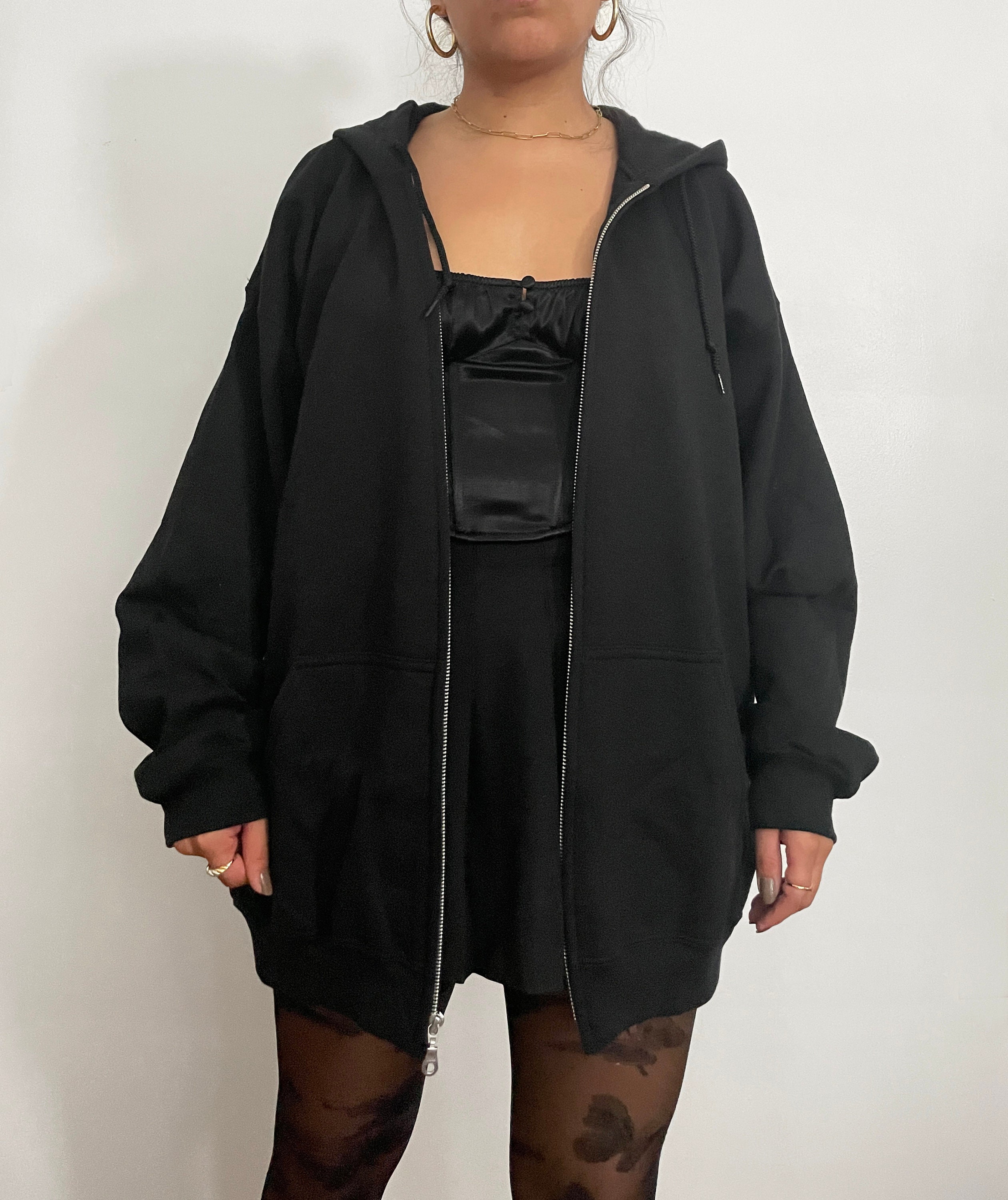 Grunge Y2K Full Zip up Oversized Hoodie Dark Academia Grunge Y2K Full Zip up Oversized Hoodie Dark Academia