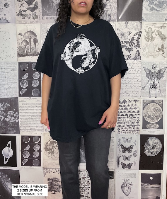 Koi Fish Shirt Oversized Shirt Japanese Shirt Edgy Graphic Tee Japanese Streetwear Alt Clothing Grunge Clothes Goth Clothes Plus Size Goth