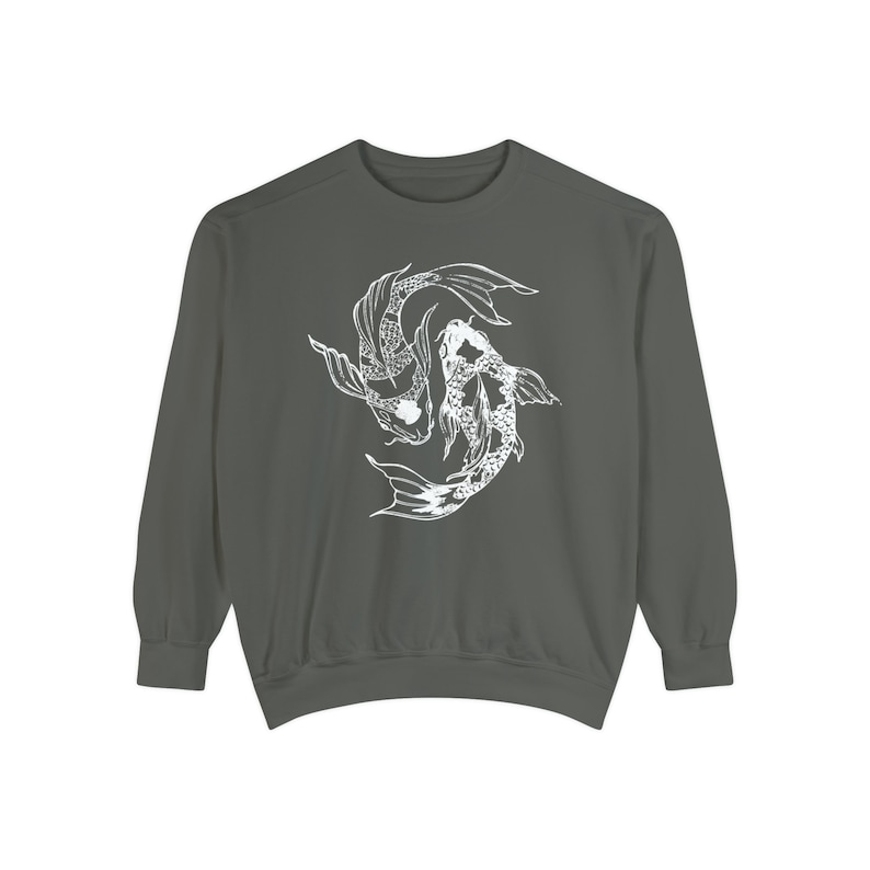 Koi Fish Sweatshirt Japanese Streetwear Crewneck Sweatshirt Oversized Comfort Colors Graphic Vintage Sweatshirt Cute Crewneck Alt Clothing image 4