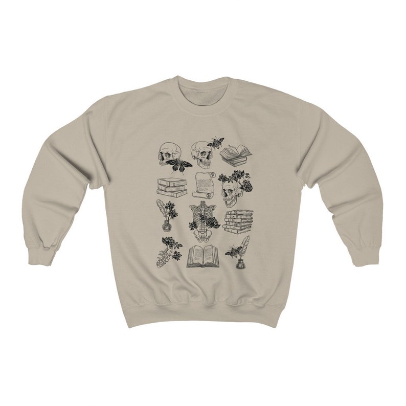 Dark Academia Clothing Light Bookish Sweatshirt Indie Literature Book Lover Gift Literary Shirts Alt Indie Grunge Edgy Emo Skeleton Clothes image 3