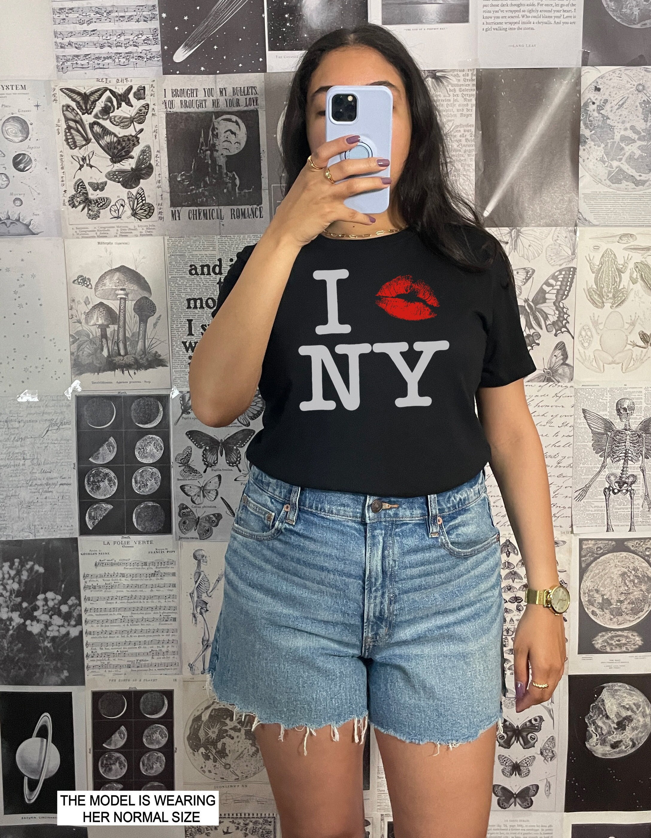 I LOVE NY cyber y2k gothic vintage crop top girl cyber y2k aesthetic  Harajuku clothing tee