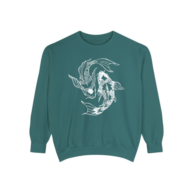 Koi Fish Sweatshirt Japanese Streetwear Crewneck Sweatshirt Oversized Comfort Colors Graphic Vintage Sweatshirt Cute Crewneck Alt Clothing image 5