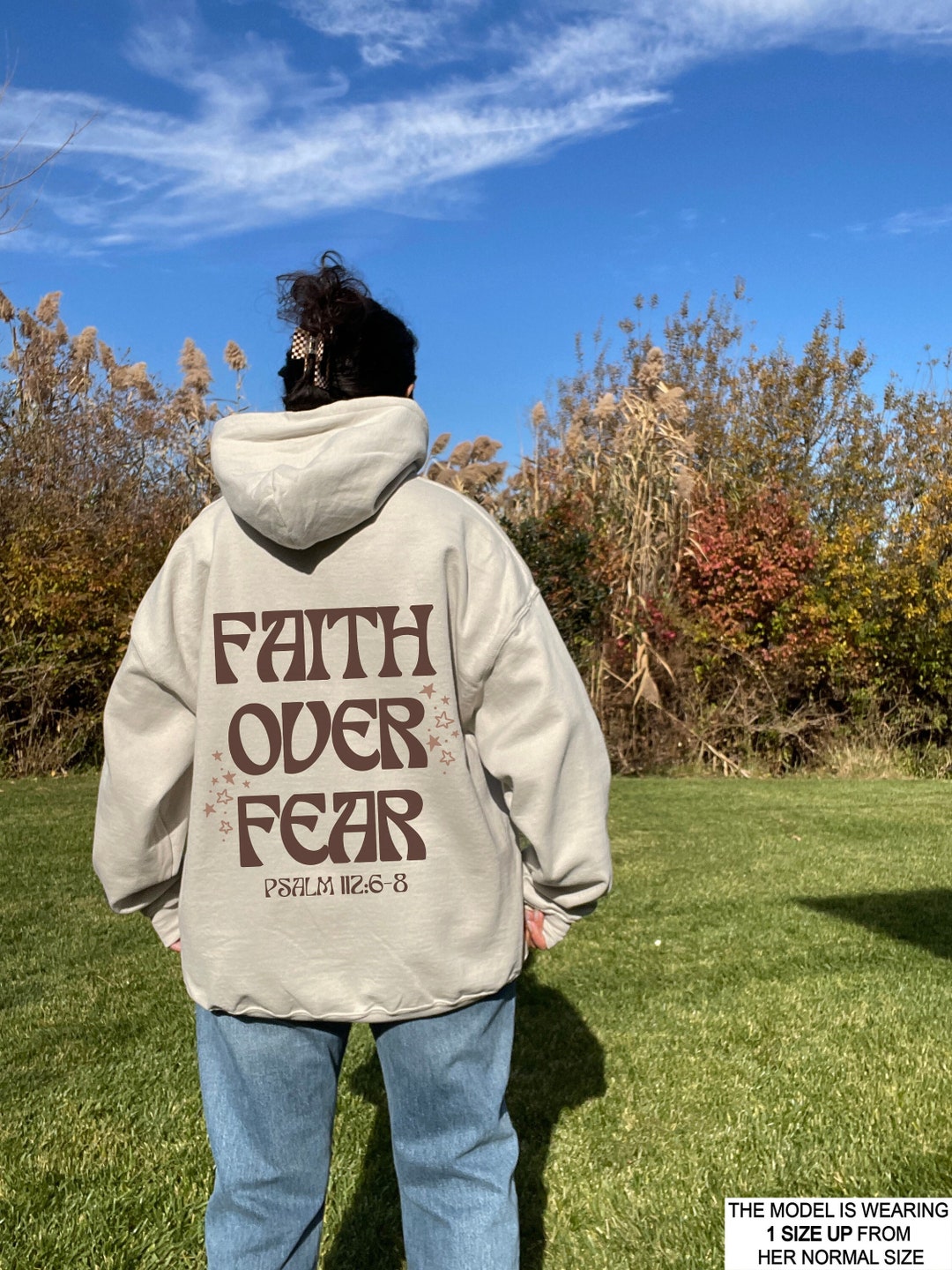 Faith Over Fear Hoodie Jesus Hoodie Christian Hoodie Church Merch Brown ...