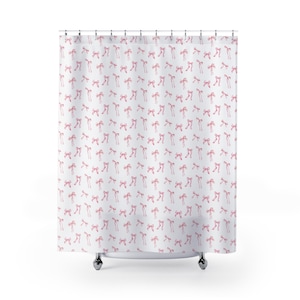 Coquette Shower Curtains Bow Bathroom Curtains Coquette Room Decor Pink Shower Curtain Cute Shower Curtain Dorm Room Essentials