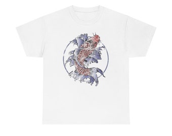koi fish overdyed t shirt dress Shirt Dress Koi Fish Overdyed T Shirt Koi Fish Shirt Japanese Oversized  Graphic Tee Good Energy