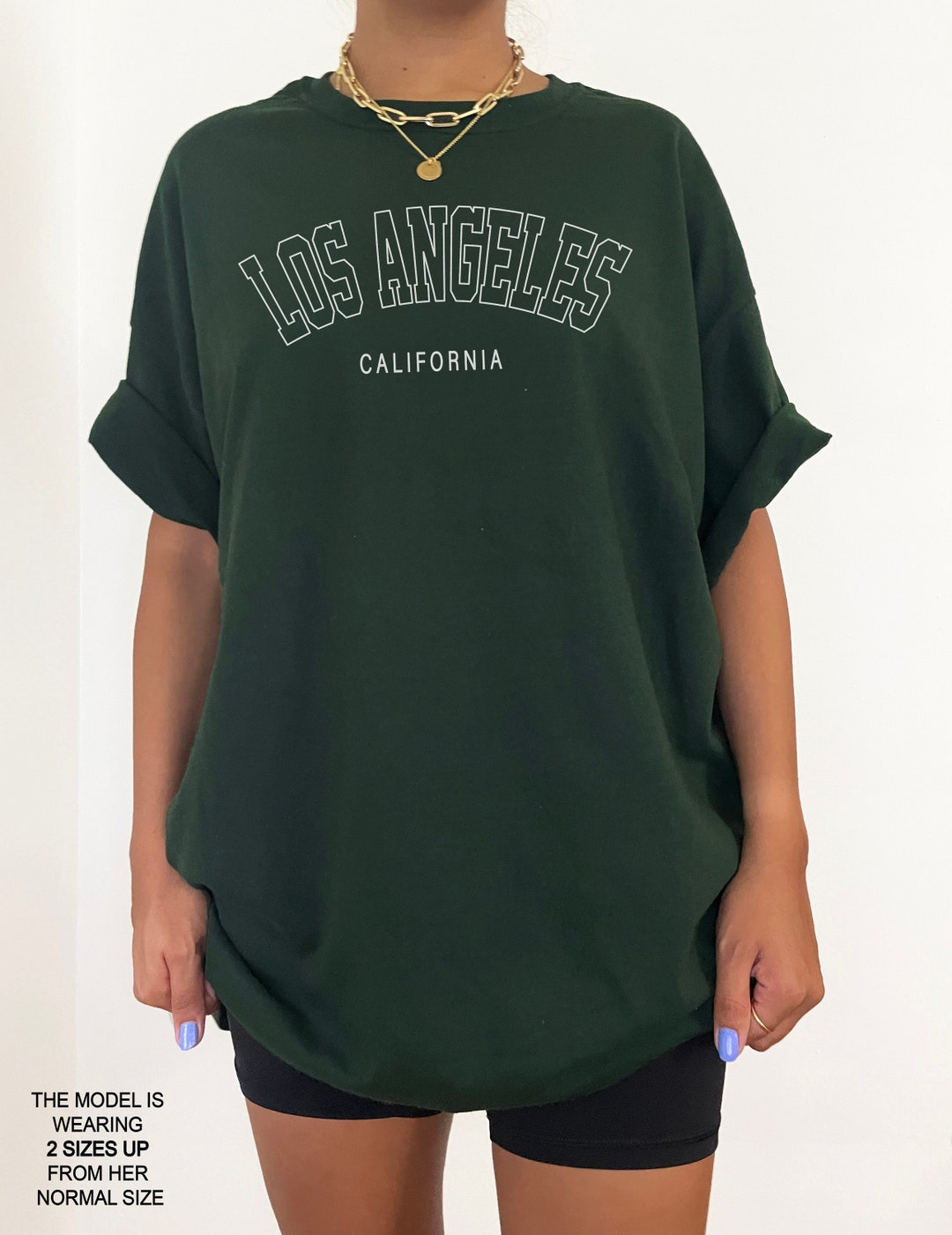 Damen T-Shirt Oversize Los Angeles Print - Lässiges Vintage Shirt Für Sommer & Streetwear
