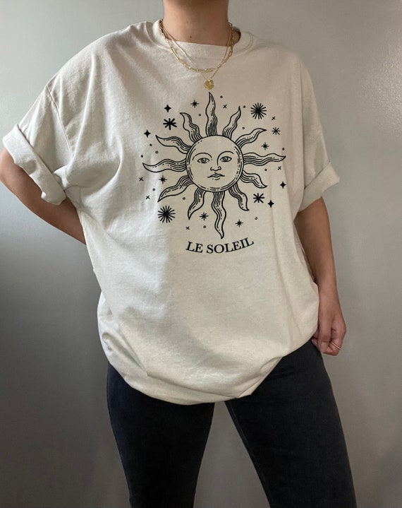 Boho Sun and Moon Shirt Celestial Indie Clothing Indie Top Sun Crewneck tshirt Aesthetic Clothes Vintage Oversized t shirt Alt Clothing