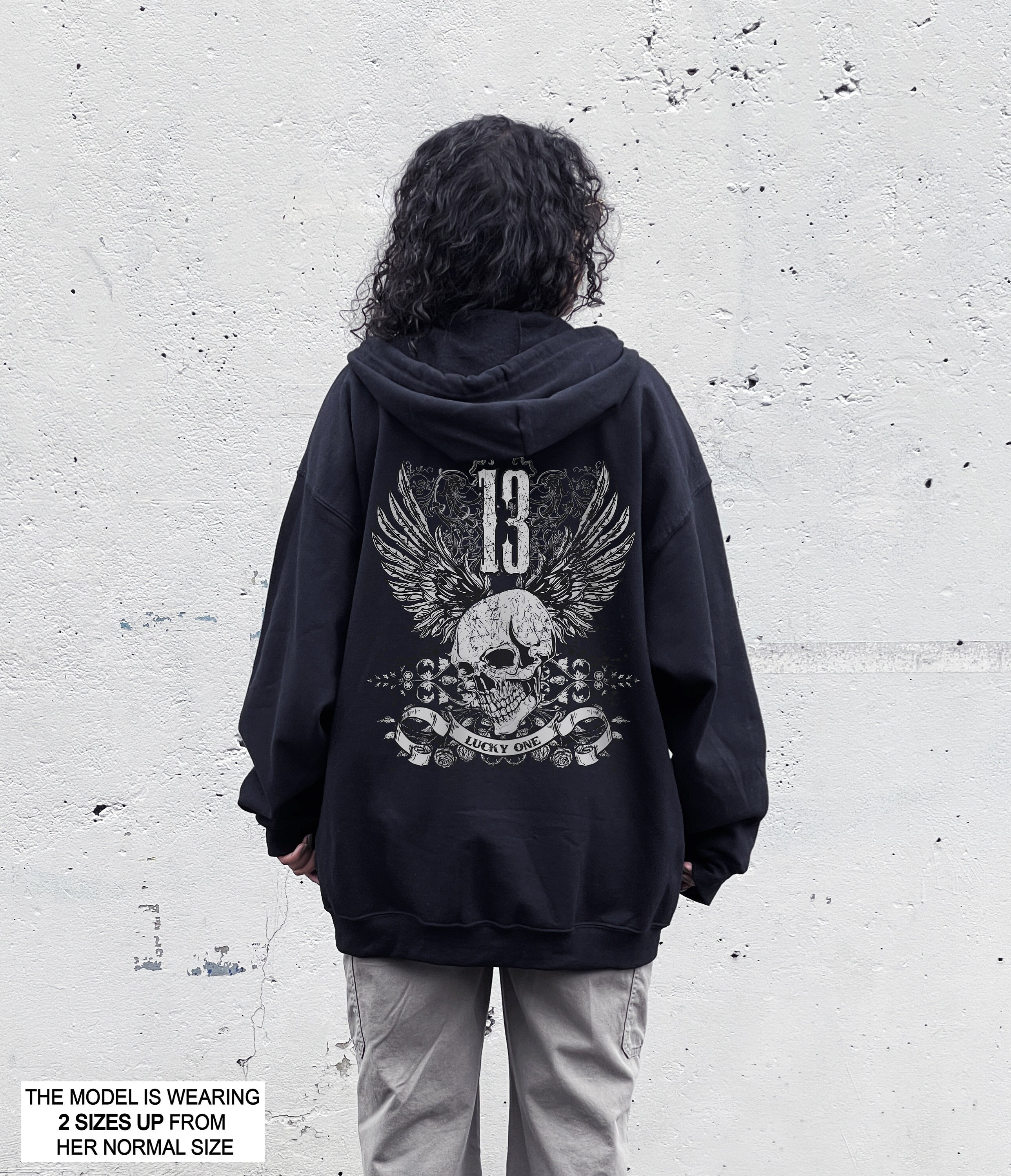 Wornstar Clothing Black Skull Zip Up Hoodie