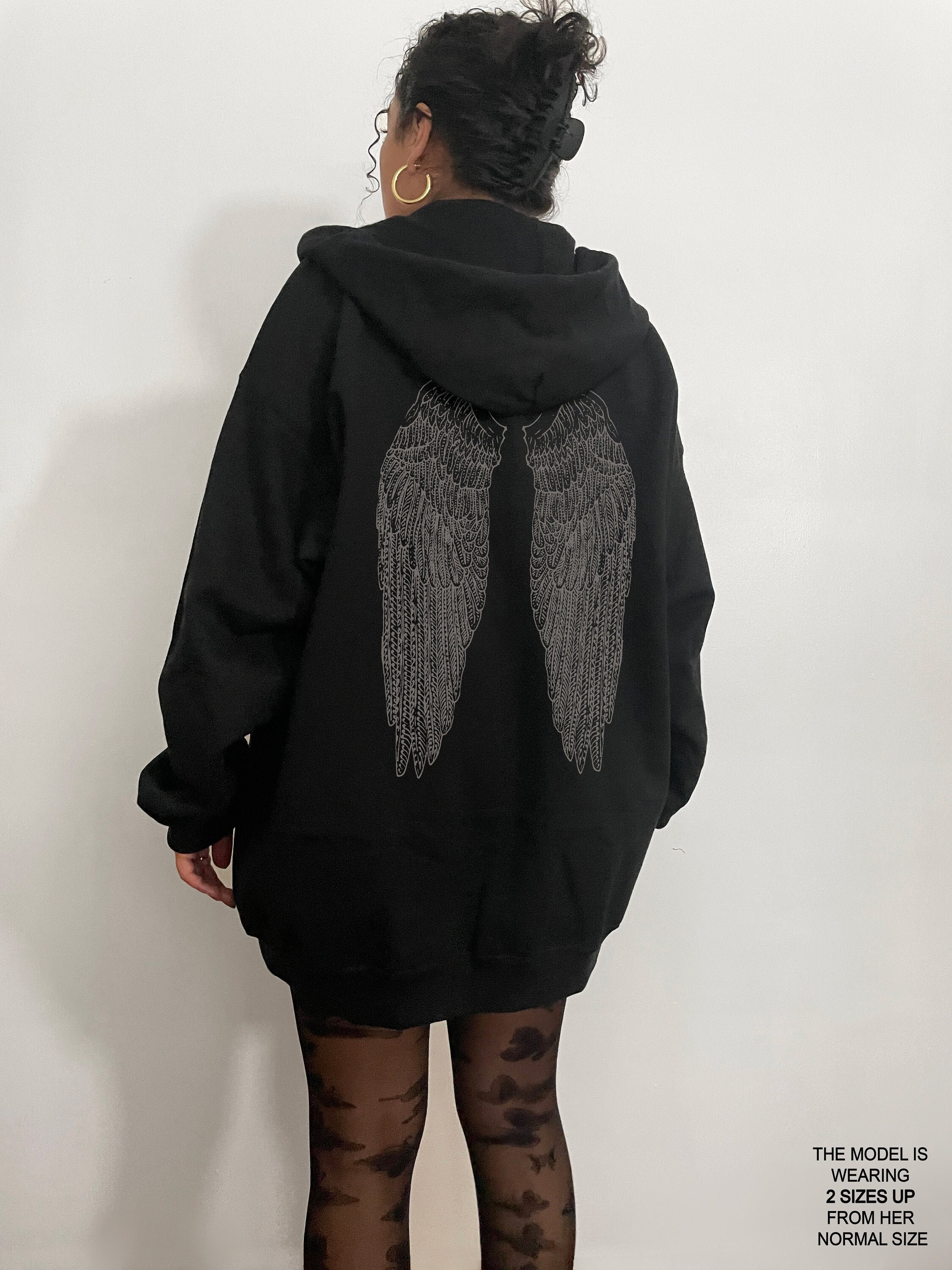 Women Y2K Gothic Hoodie Sweatshirt Long Sleeve Glove Cuff Letter Print Lace  Hem Loose Pullover Boyfriend Style (Black, Small)