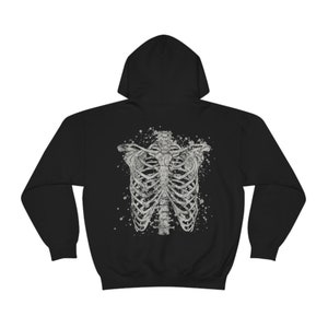 Skeleton Hoodie Goth Hoodie Grunge Hoodie Skull Hoodie Gothic Clothes Plus Size Goth Gothic Hoodie Y2k Hoodie Goth Clothes Edgy Hoodie image 5