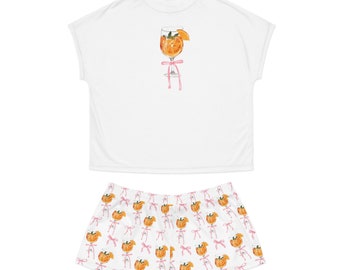 Aperol Spritz Pajamas Bachelorette Pajama Set Custom Matching Pajama Bridal Pajamas Set Girly Cute Coquette Pajamas Pink Bow Pajamas