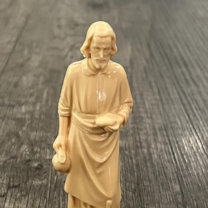 Vintage St. Joseph Statue Holding Bread and Wine 4&quot; Religious Statue Figurine Plastic