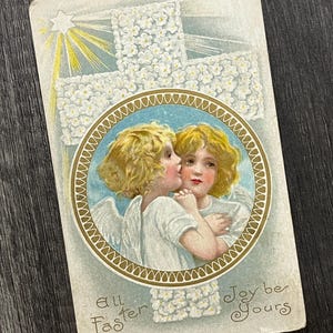 Vintage Embossed Early 1900s Postcard All Easter Joy Be Yours with Angels Early Used