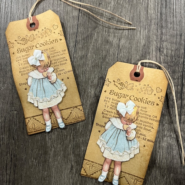 Vintage Style Gift Tags, Cookie Girl, Cookie Swap, Food Gift Tags, Journal Tags, Vintage Children, Baking Tags