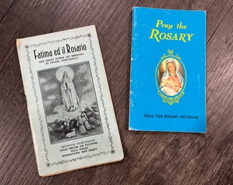 2 Vintage Prayer Books: Pray the Rosary and Fatima ed il Rosario English and Italian Religious Books