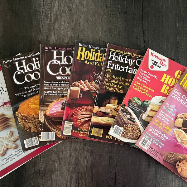 Lot of 7 Christmas Holiday Cooking and Baking Magazines Cookbooks Cookies Desserts