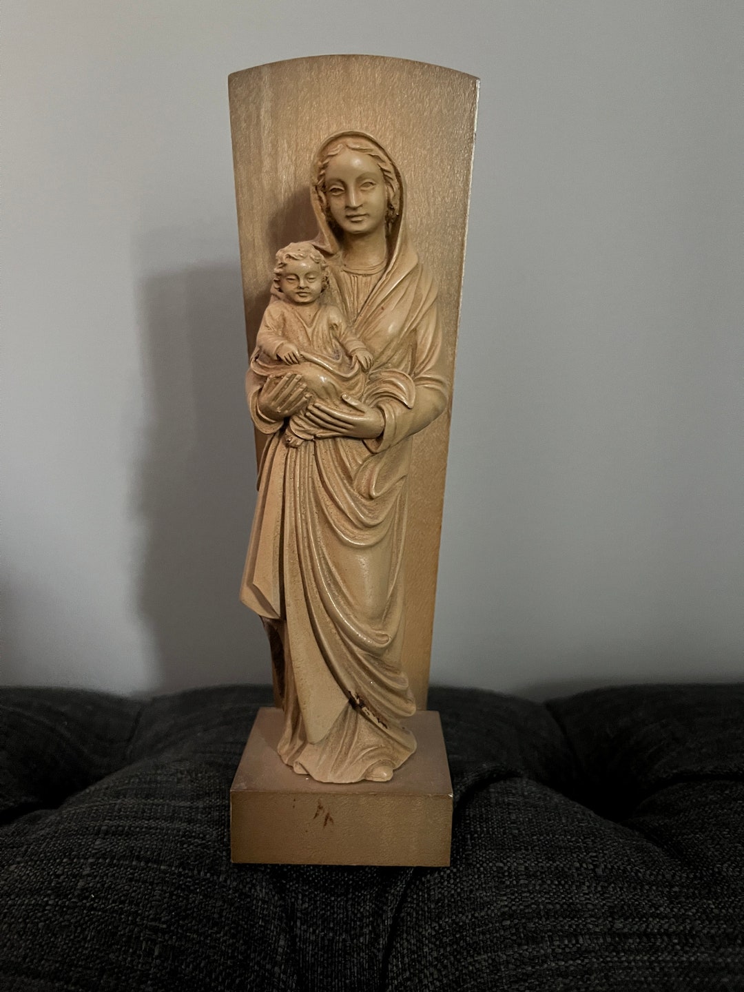 Vintage Mother Mary Holding Jesus 8 Wood Hand Carved Statue Figurine ...