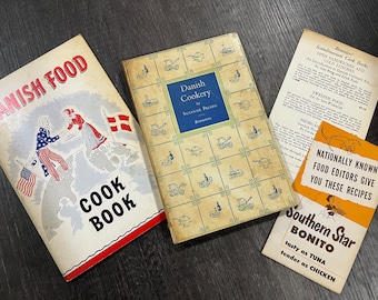 2 Vintage Danish Cookbooks: Danish Cookery and Danish Food Cookbook Vintage Cookbook Recipes