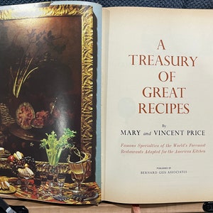 1965 A Treasury of Great Recipes 1st Edition 5th Print by Mary and Vincent Price Vintage Cookbook A image 4