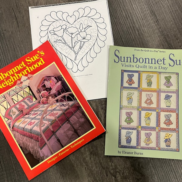 Set of 2 Sunbonnet Sue Quilt Craft Books Sue's Neighborhood and Visits Quilt in a Day