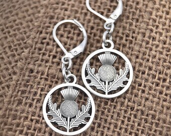 Silver Scottish Thistle Sterling Silver Lever Back Earrings. Scotland Sassenach Jewelry Gift. Wedding bridesmaids proposal.