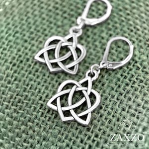Celtic Sister Knot Earrings. Scottish Bridesmaid Gift. Sterling Steel Lever Back Earrings.