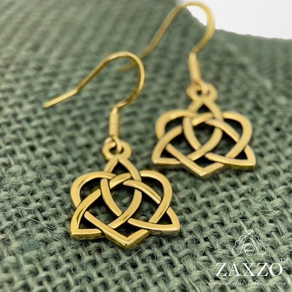 Gold Celtic Sister Knot Wire Earrings. French Wire Earrings. Irish Bridesmaid Gift.