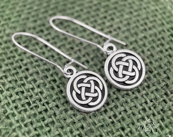 Silver Celtic Dara Knot on Sterling Silver Kidney Earrings. Handmade irish bridesmaids gift.