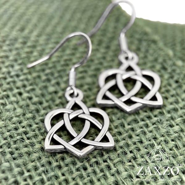 Silver Celtic Sister Knot Earrings with Hypoallergenic Wire Option. Irish Bridesmaid Gift.